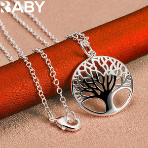 925 Silver Tree Pattern Pendant Necklace 18-30 Inch Chain