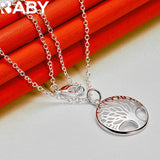 925 Silver Tree Pattern Pendant Necklace 18-30 Inch Chain