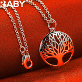 925 Silver Tree Pattern Pendant Necklace 18-30 Inch Chain