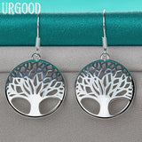 925 Silver Tree Pendant Earrings For Women Wedding Jewelry