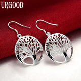 925 Silver Tree Pendant Earrings For Women Wedding Jewelry