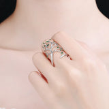 925 Silver Tree of Life Green Leaves Adjustable Finger Rings for Women