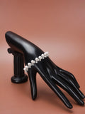 925 Silver Bracelet Pearl Chain Linked Women Charm Cuff Bangle