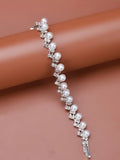 925 Silver Bracelet Pearl Chain Linked Charm Cuff Bangle Gift
