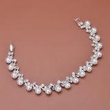 925 Silver Bracelet Pearl Chain Linked Charm Cuff Bangle Gift