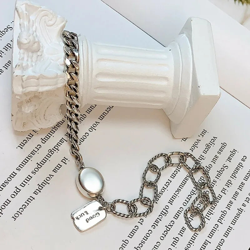 925 Silver Smiling Face Bracelet Women Vintage Fine Jewelry