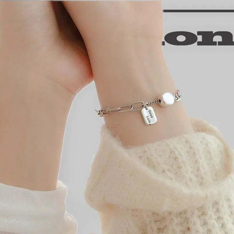 925 Silver Smiling Face Bracelet Women Vintage Fine Jewelry