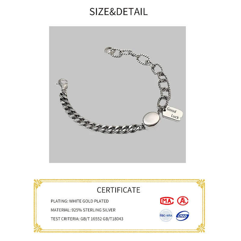 925 Silver Smiling Face Bracelet Women Vintage Fine Jewelry