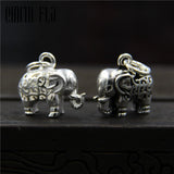 925 Sterling Silver Elephant Animals Pendant DIY Charms Vintage Jewelry