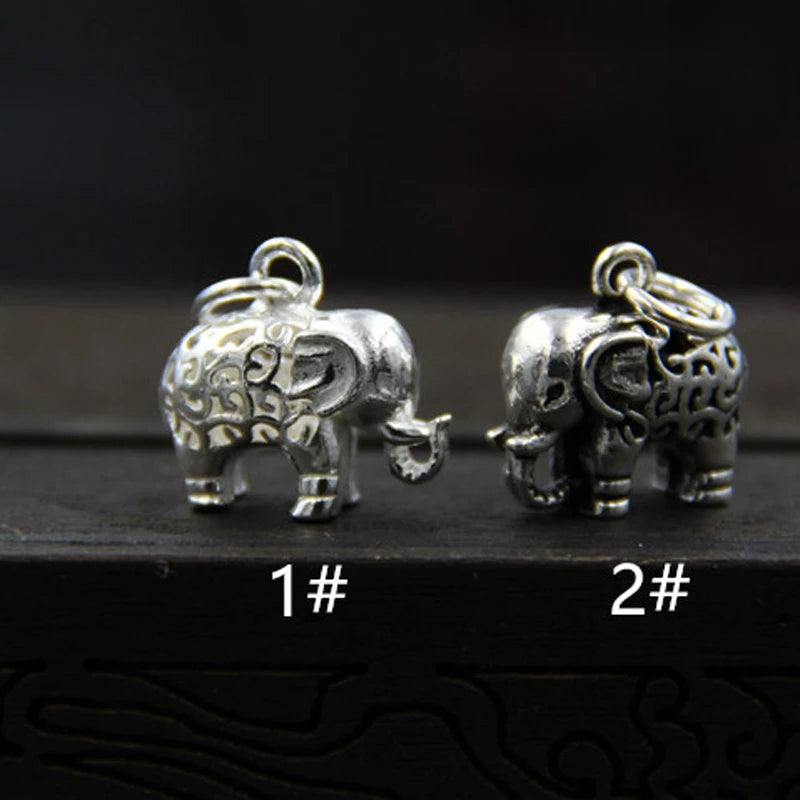 925 Sterling Silver Elephant Animals Pendant DIY Charms Vintage Jewelry
