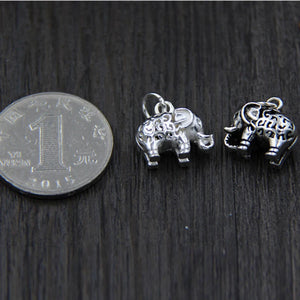 925 Sterling Silver Elephant Animals Pendant DIY Charms Vintage Jewelry