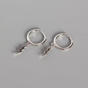 925 Silver Lightning Hoop Earrings with Drops