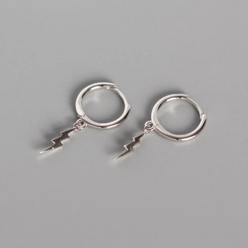 925 Silver Lightning Hoop Earrings with Drops