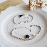 925 Silver Heart Bead Bracelet Women Jewelry