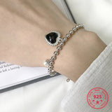 925 Silver Heart Bead Bracelet Women Jewelry
