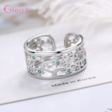 925 Silver Crystal Resizable Rings Women Wedding Engagement Jewelry