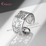 925 Silver Crystal Resizable Rings Women Wedding Engagement Jewelry