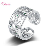 925 Silver Crystal Resizable Rings Women Wedding Engagement Jewelry