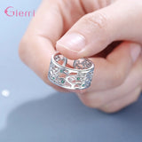 925 Silver Crystal Resizable Rings Women Wedding Engagement Jewelry