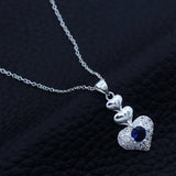 925 Silver Heart Crystal Jewelry Set Necklace Earrings Valentines Gift