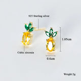 925 Silver Jewelry Set Pineapple Zirconia Women Necklace Earring Ring