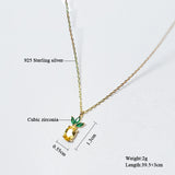 925 Silver Jewelry Set Pineapple Zirconia Women Necklace Earring Ring