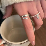 925 Silver Double Layer Ring with Pearls for Women