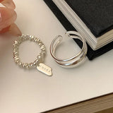 925 Silver Double Layer Ring with Pearls for Women