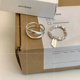 925 Silver Double Layer Ring with Pearls for Women