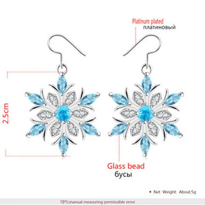 925 Silver Snowflake Crystal Jewelry Set For Women
