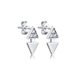 925 Silver Triangle Stud Earrings Zircon High Geometric Earring Jewelry