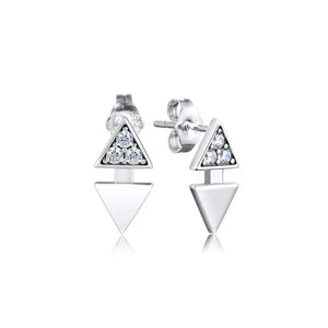 925 Silver Triangle Stud Earrings Zircon High Geometric Earring Jewelry