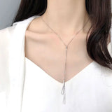 925 Silver Triangle Tassel Pendant Long Necklace Women Jewelry