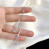 925 Silver Triangle Tassel Pendant Long Necklace Women Jewelry