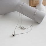 925 Silver Triple Circle Necklace Heart Pendant Double Layer Choker Gift