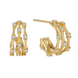 925 Silver Retro Bamboo CZ Hook Earrings 18K Plated