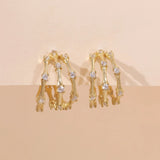 925 Silver Retro Bamboo CZ Hook Earrings 18K Plated