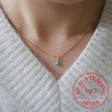 925 Silver Turquoise Mini Choker Pendant Necklace 14K Plated Jewelry