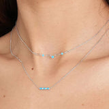925 Silver Turquoise Single Row Pendant Clavicle Chain Necklace