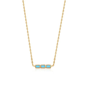 925 Silver Turquoise Single Row Pendant Clavicle Chain Necklace