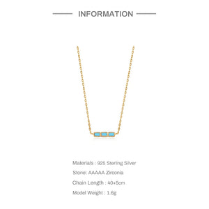 925 Silver Turquoise Single Row Pendant Clavicle Chain Necklace