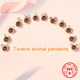 925 Silver 12 Animal Necklace 100 Languages I Love You Projection