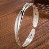 925 Silver Twining Women Cuff Bracelet Bangles