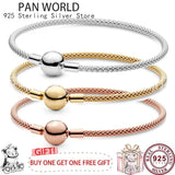 925 Silver Twinkling Woven Round Button Pan Bracelet
