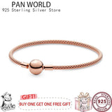 925 Silver Twinkling Woven Round Button Pan Bracelet