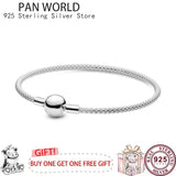 925 Silver Twinkling Woven Round Button Pan Bracelet