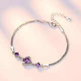 925 Sterling Silver Flower Zirconia Bracelet Women Gift Crystal Clover
