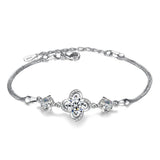 925 Silver Twist Flower Zirconia Bracelet Women Gift