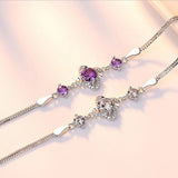 925 Silver Twist Flower Zirconia Bracelet Women Gift Crystal Clover S-B158