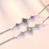 925 Sterling Silver Flower Zirconia Bracelet Women Gift Crystal Clover